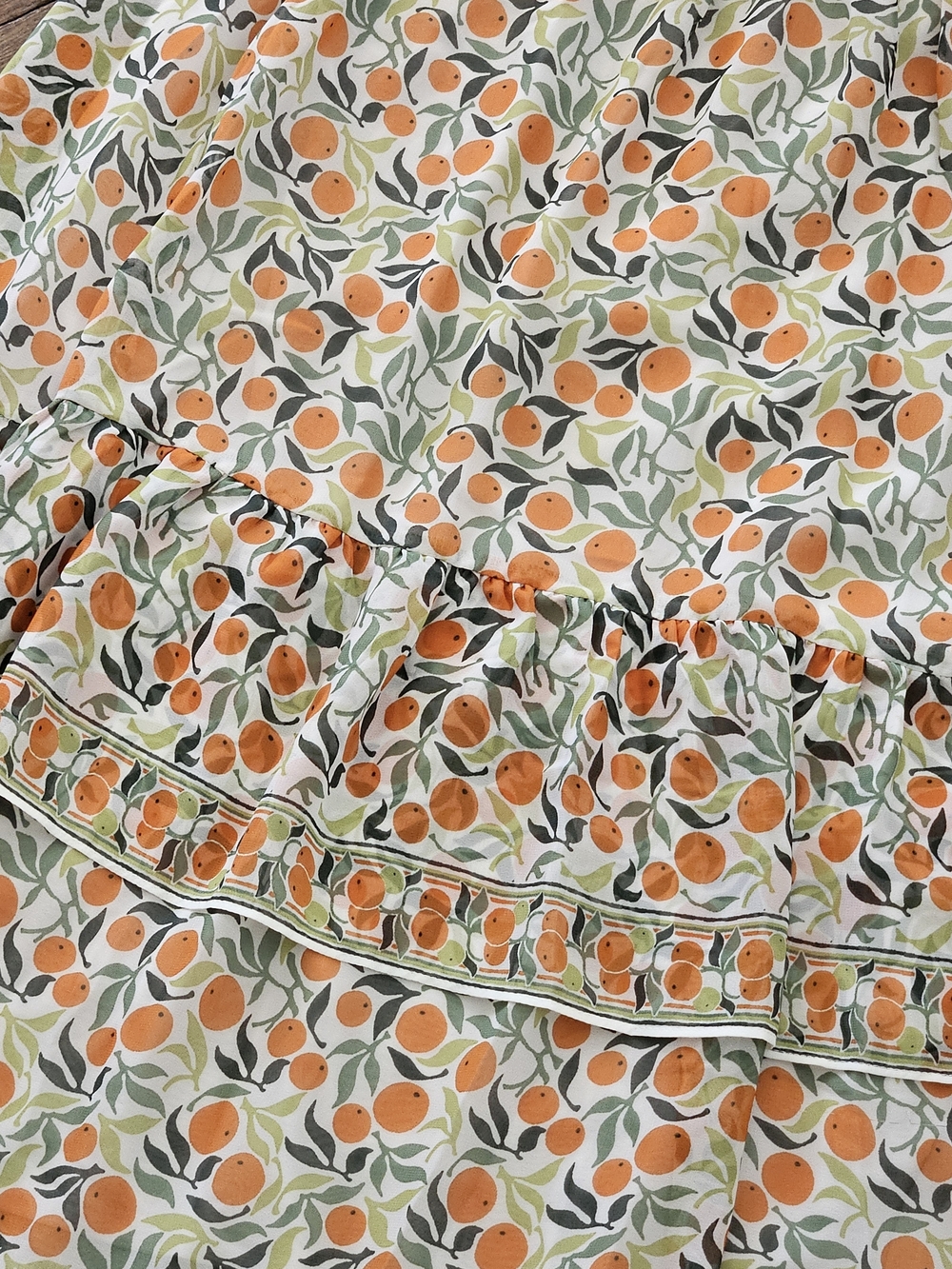 Women’s Orange Print Ruffle Maxi Skirt Max STUDIO sz M